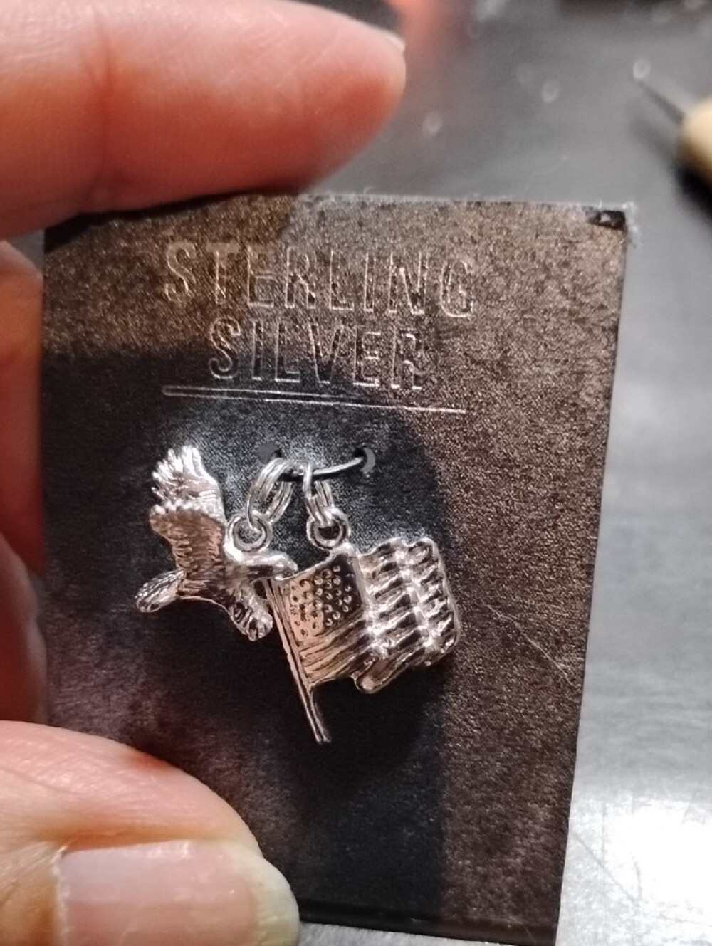 Kohl's Sterling Silver Jewelry Charms Eagle USA Flag America July 4th Americana - Picture 3 of 3
